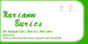 mariann burics business card